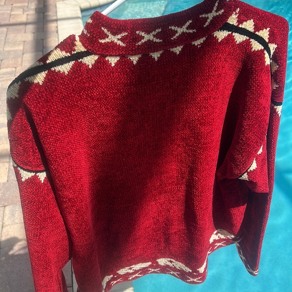 Vintage Y2K Wool Dia North of Boston Zip Up Cardigan Knit Sweater Red sz M EUC - Picture 10 of 17